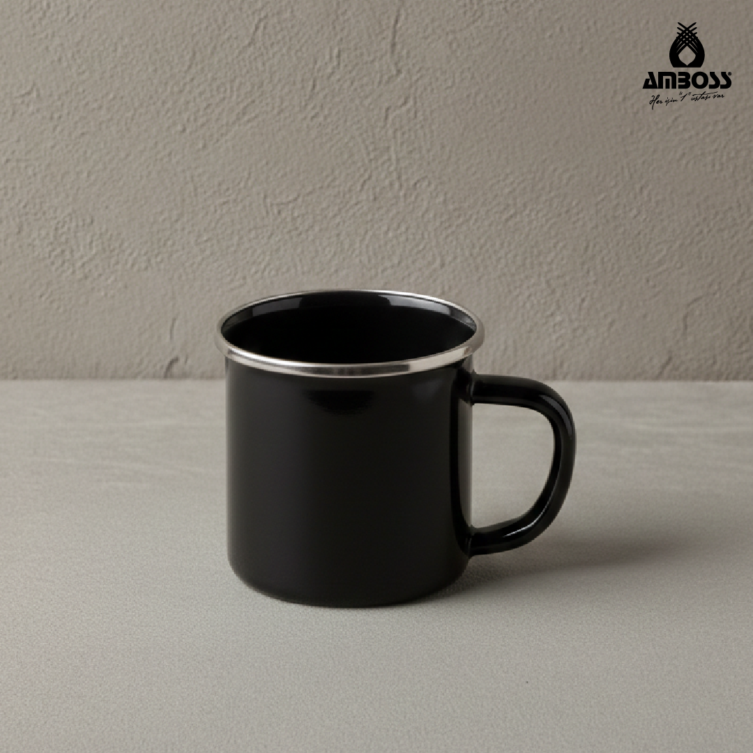 Amboss Crispella Emaye Kupa Bardak – Siyah