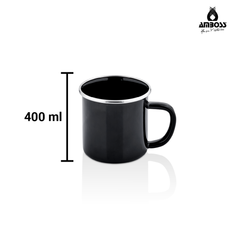 Amboss Crispella Emaye Kupa Bardak – Siyah