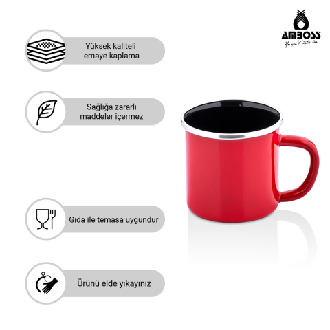 Amboss Crispella Emaye Kupa Bardak – Kırmızı