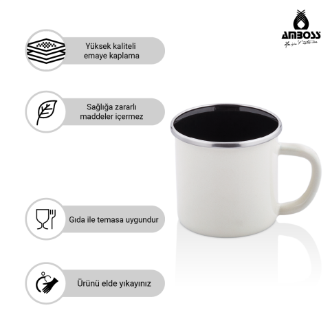 Amboss Crispella Emaye Kupa Bardak – Beyaz