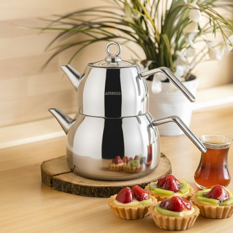 Amboss Viventea 4 Parça Paslanmaz Çelik Büyük Boy Çaydanlık