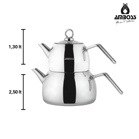 Amboss Viventea 4 Parça Paslanmaz Çelik Büyük Boy Çaydanlık