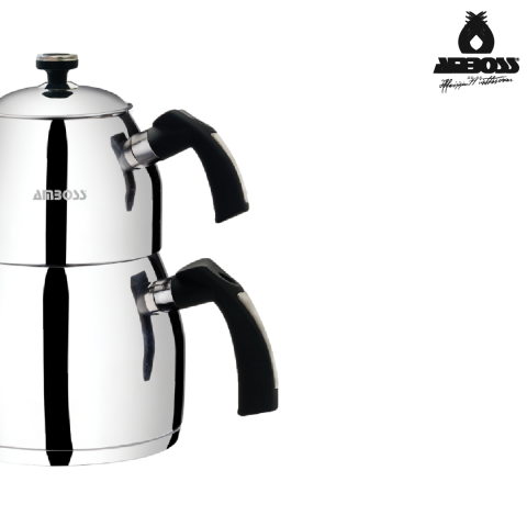 Amboss Teadora 4 Parça Paslanmaz Çelik Orta Boy Çaydanlık