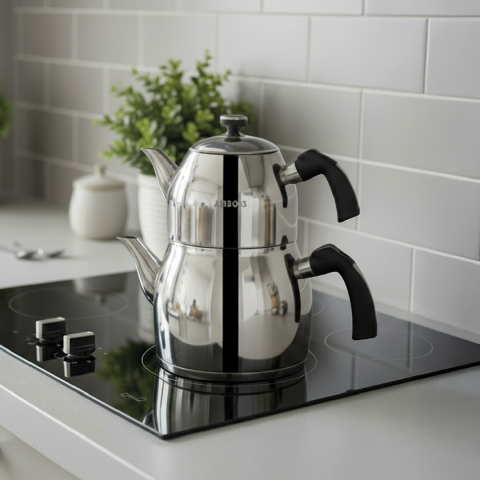 Amboss Teadora 4 Parça Paslanmaz Çelik Orta Boy Çaydanlık