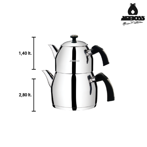 Amboss Teadora 4 Parça Paslanmaz Çelik Büyük Boy Çaydanlık