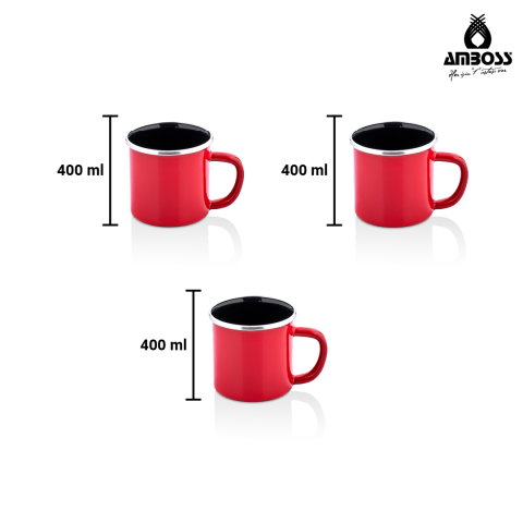 Amboss Crispella Morning 12 Parça Emaye Tencere Saklama Kabı Kupa Seti-Kırmızı