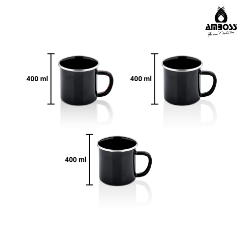 Amboss Crispella Morning 12 Parça Emaye Tencere Saklama Kabı Kupa Seti-Siyah