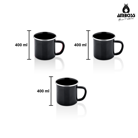 Amboss Crispella Morning 12 Parça Emaye Tencere Saklama Kabı Kupa Seti-Siyah