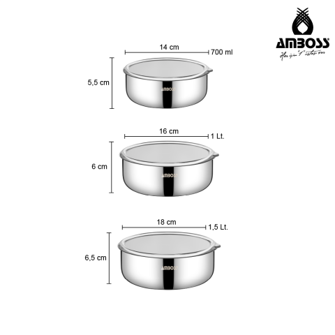 Amboss Ottimo 13 Parça Paslanmaz Çelik Tencere Saklama Kabı Seti