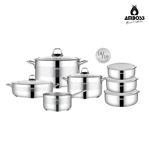 Amboss Ottimo 13 Parça Paslanmaz Çelik Tencere Saklama Kabı Seti