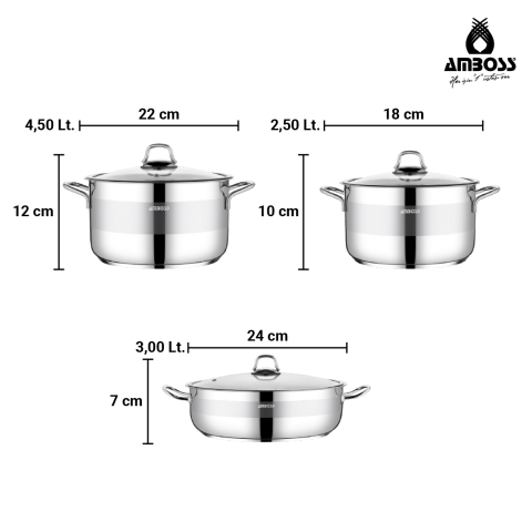 Amboss Ottimo 13 Parça Paslanmaz Çelik Tencere Saklama Kabı Seti