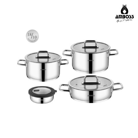 Amboss Leyna 8 Parça Paslanmaz Çelik Tencere Saklama Kabı Seti
