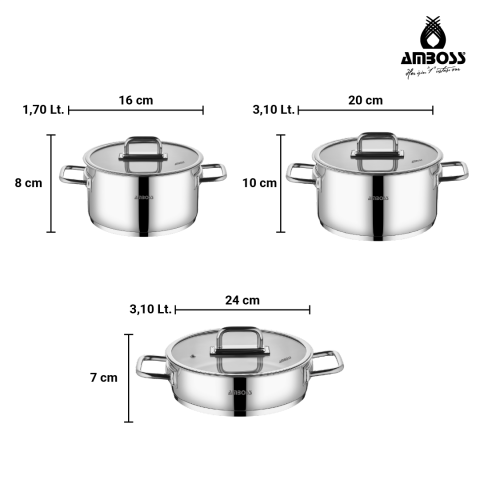Amboss Leyna 8 Parça Paslanmaz Çelik Tencere Saklama Kabı Seti
