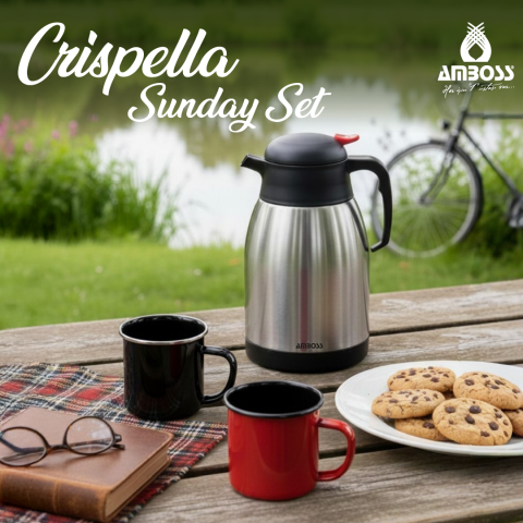 Amboss Crispella Sunday 3 Parça Çelik Termos Emaye Kupa Seti