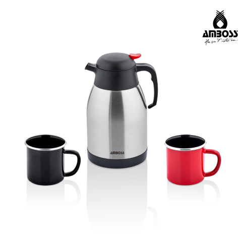 Amboss Crispella Sunday 3 Parça Çelik Termos Emaye Kupa Seti