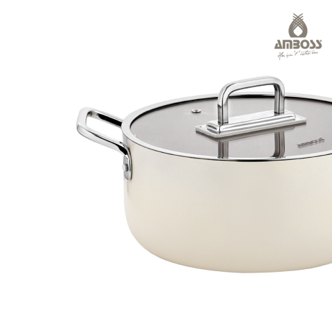 Amboss Sera Nova Doğal Seramik Derin Tencere 24 cm 4.8 Litre - Latte