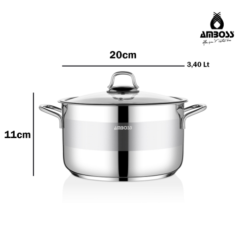 Amboss Galen 5 Parça İndüksiyon Tabanlı Çelik Tencere Tava Sütlük Seti