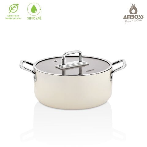 Amboss Sera Nova Doğal Seramik Derin Tencere 20 cm 2.8 Litre - Latte