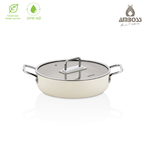Amboss Sera Nova Doğal Seramik Basık Tencere 26 cm 3.2 Litre – Latte