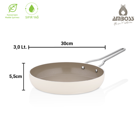 Amboss Sera Nova Doğal Seramik Tava 30 cm 3,0 Litre – Latte