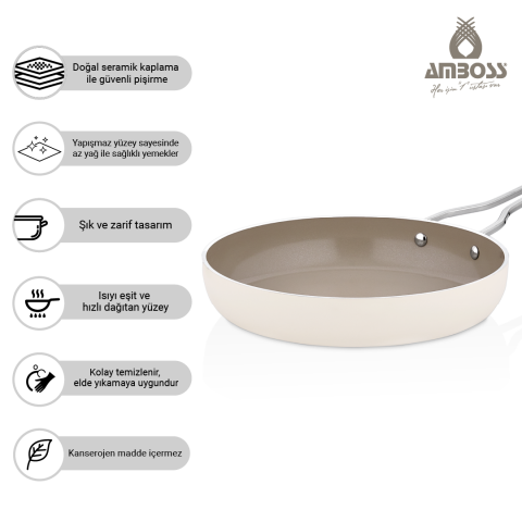 Amboss Sera Nova Doğal Seramik Tava 30 cm 3,0 Litre – Latte