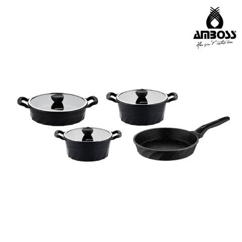 Manifest Pro 7 Parça Döküm Tencere Tava Seti - Siyah