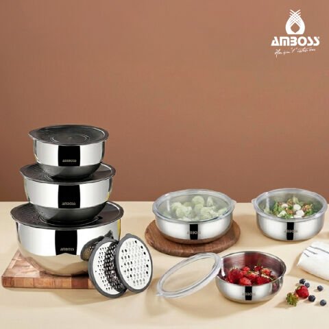 MixKeep Pro 15 Parça Paslanmaz Çelik Karıştırma Kabı & Saklama Kabı