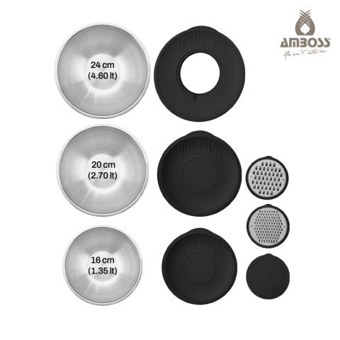 MixKeep Pro 15 Parça Paslanmaz Çelik Karıştırma Kabı & Saklama Kabı