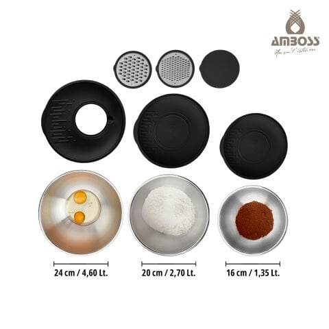 MixKeep Pro 15 Parça Paslanmaz Çelik Karıştırma Kabı & Saklama Kabı