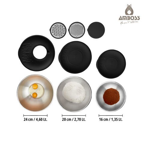 MixKeep Pro 15 Parça Paslanmaz Çelik Karıştırma Kabı & Saklama Kabı