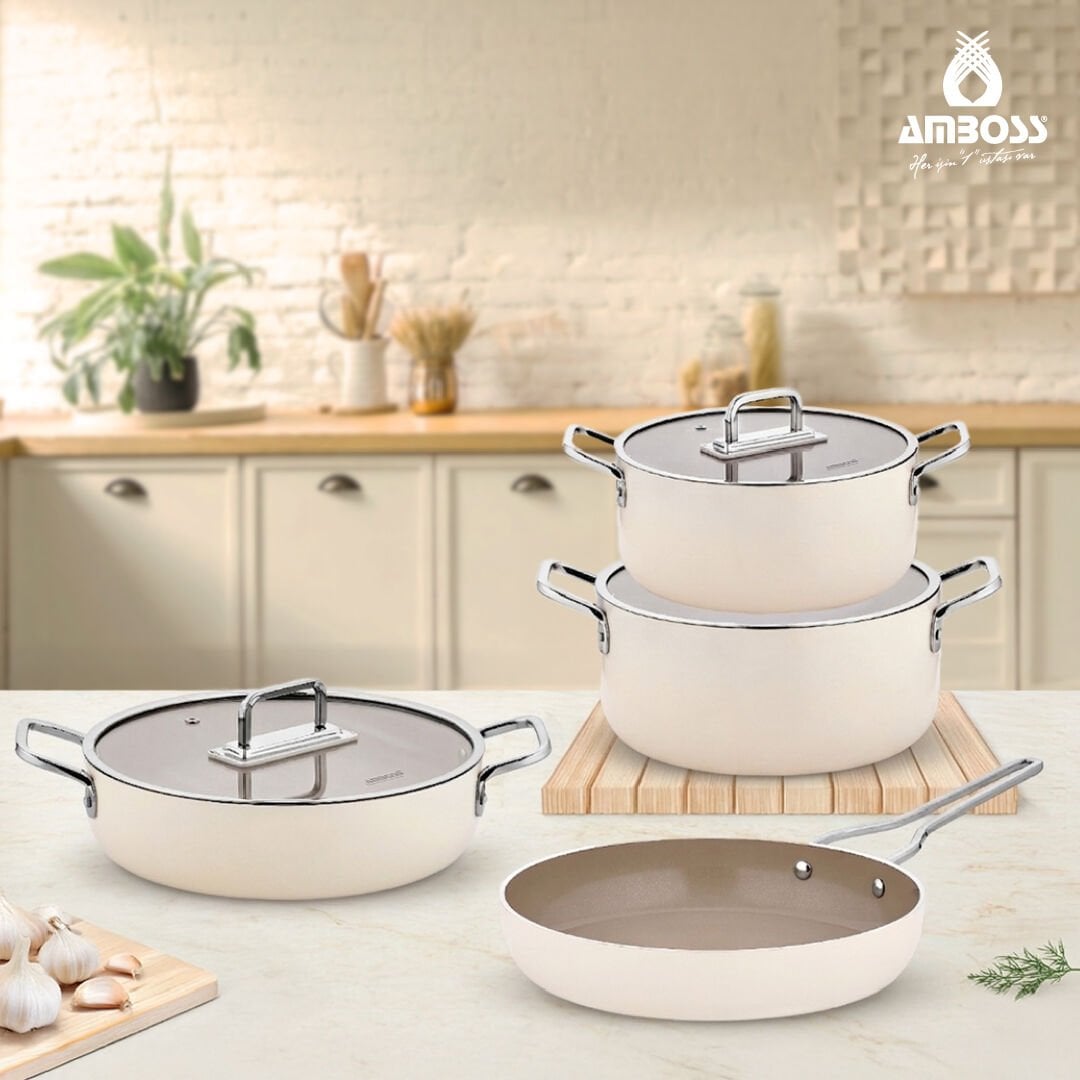 Sera Nova 7 Parça Derin & Basık Tencere ve Tava Seti - Latte