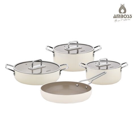 Sera Nova 7 Parça Derin & Basık Tencere ve Tava Seti - Latte