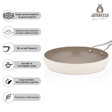 Amboss Sera Nova Doğal Seramik Tava 24 cm 1,9 Litre – Latte 24 - Latte