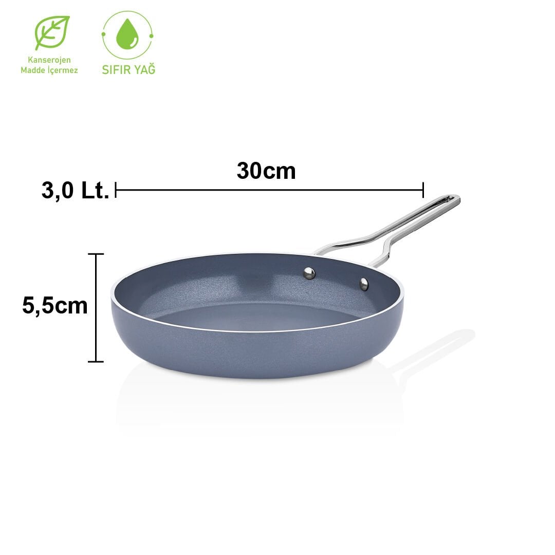 Amboss Sera Nova Doğal Seramik Tava 24 cm 1,9 Litre – Latte 30 - Gri