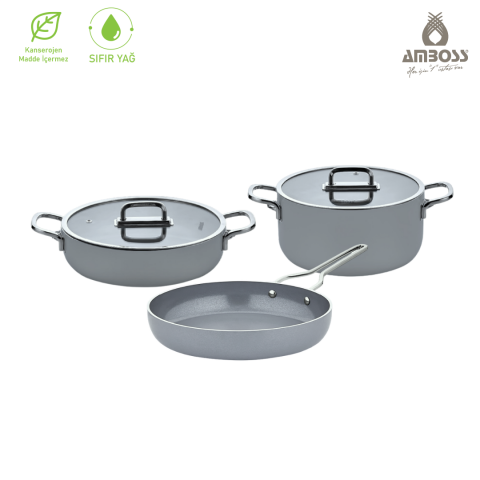 Sera Nova Seramik 5 Parça Tencere & Tava Seti - Gri