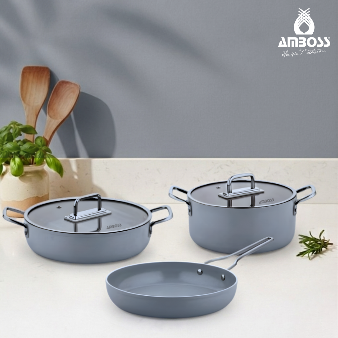 Sera Nova Seramik 5 Parça Tencere & Tava Seti - Gri