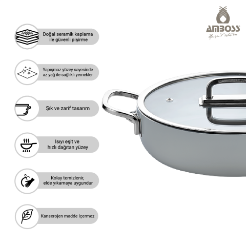 Sera Nova Seramik 3 Parça Tencere & Tava Seti - Gri