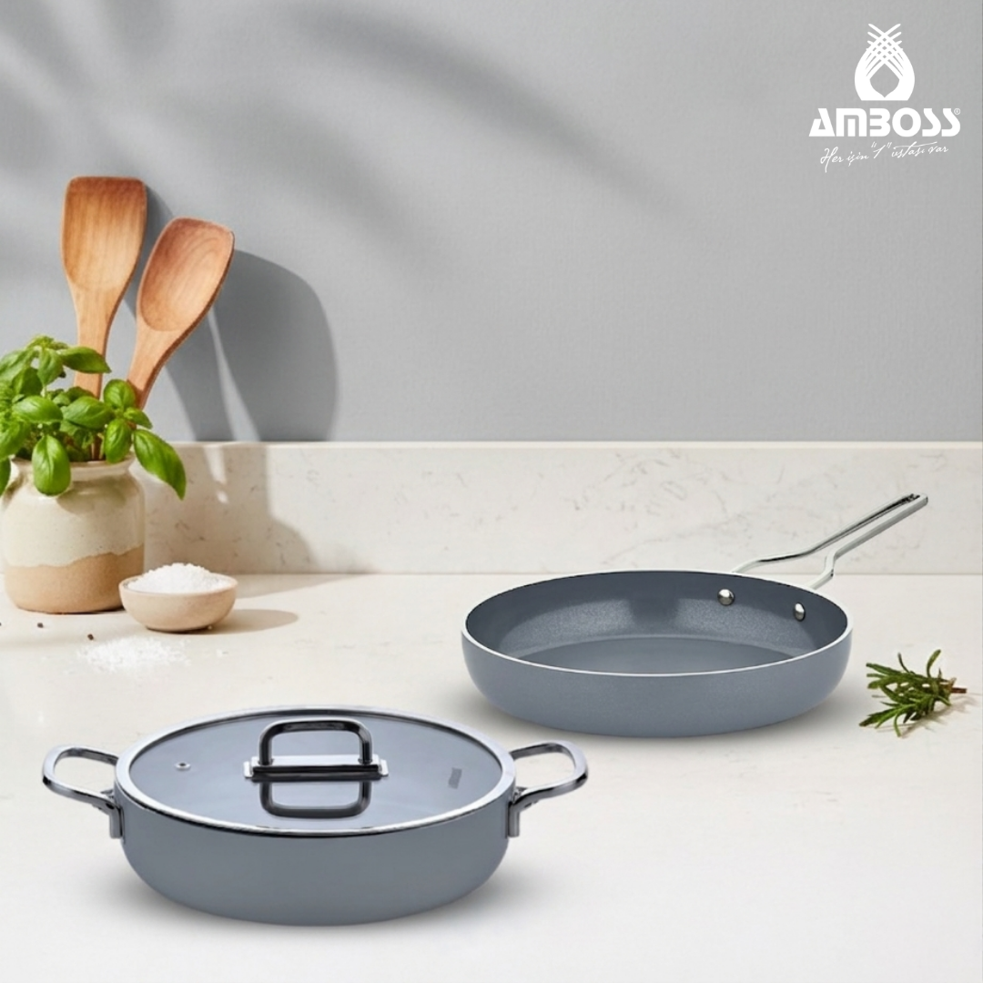 Sera Nova Seramik 3 Parça Tencere & Tava Seti - Gri