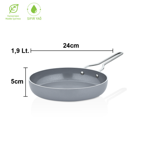 Sera Nova Seramik 3 Parça Derin Tencere & Tava Seti - Gri