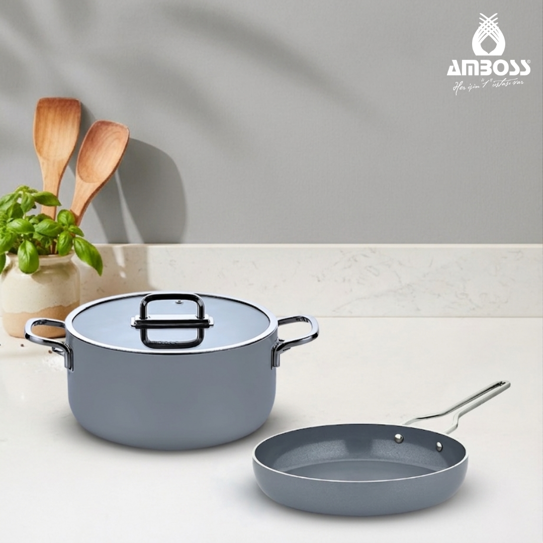 Sera Nova Seramik 3 Parça Derin Tencere & Tava Seti - Gri