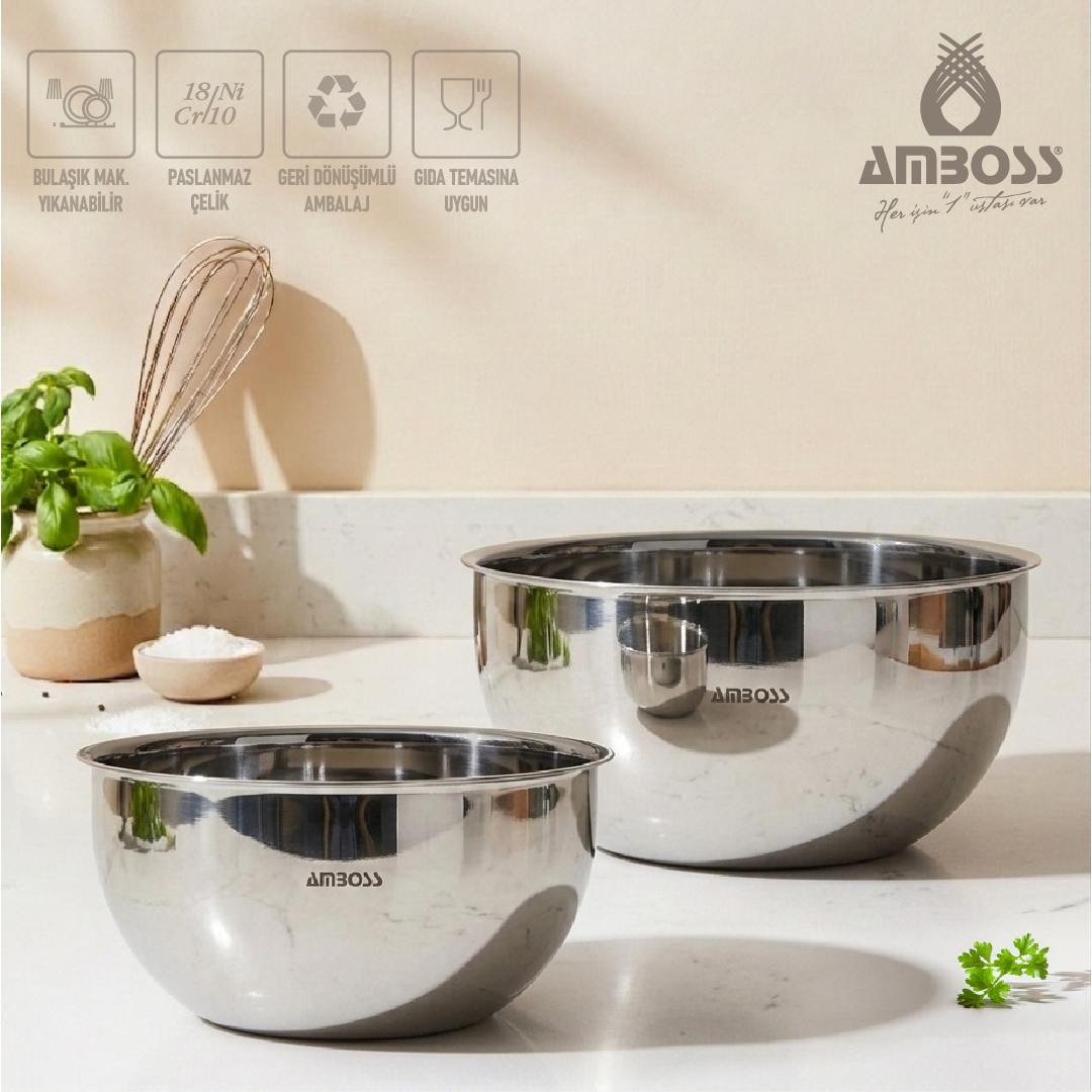 AMBOSS Stone 2 Parça Çok Amaçlı Karıştırma Kase Seti (16 cm & 20 cm)